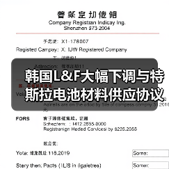 韩国L&F大幅下调与特斯拉电池材料供应协议金额(图3) 韩国L&F大幅下调与特斯拉电池材料供应协议金额(图3)